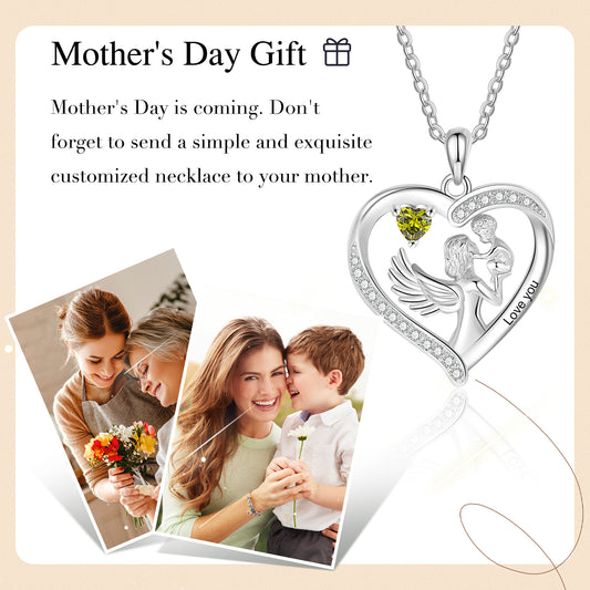 Custom Heart Necklace with Mother and Child