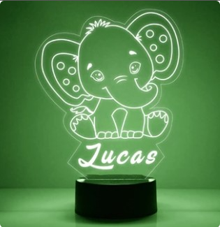 Custom Name Acrylic Elephant Night Light