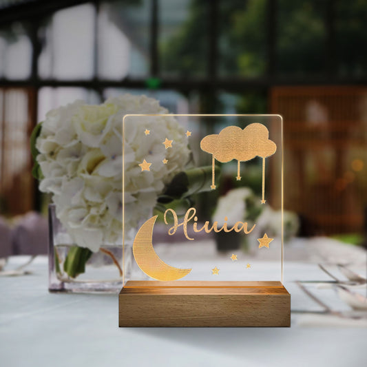 Custom Name Acrylic Moon Cloud Night Light