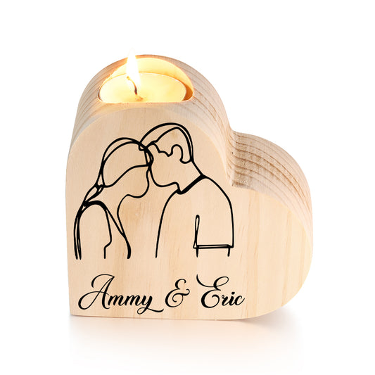 Custom Heart Shaped Wooden Candle Holder