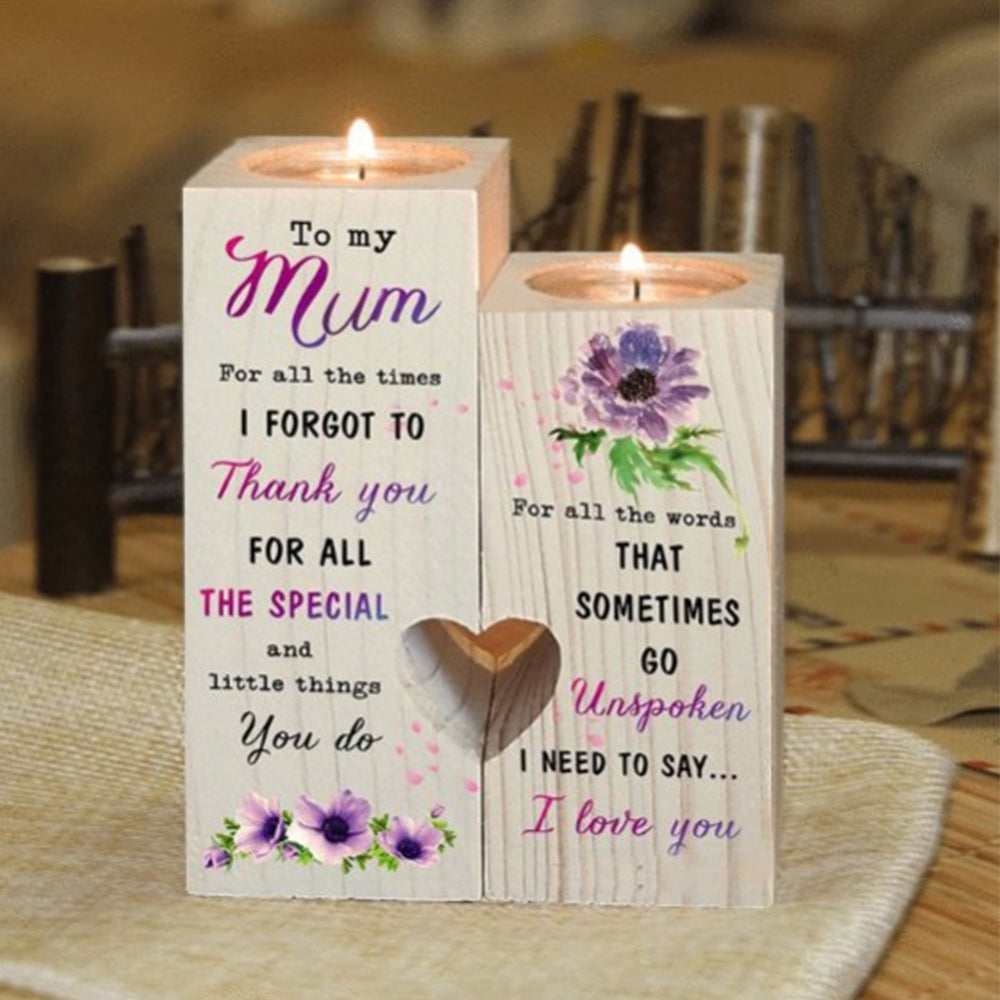 'To My Mom'Wooden Candle Holder