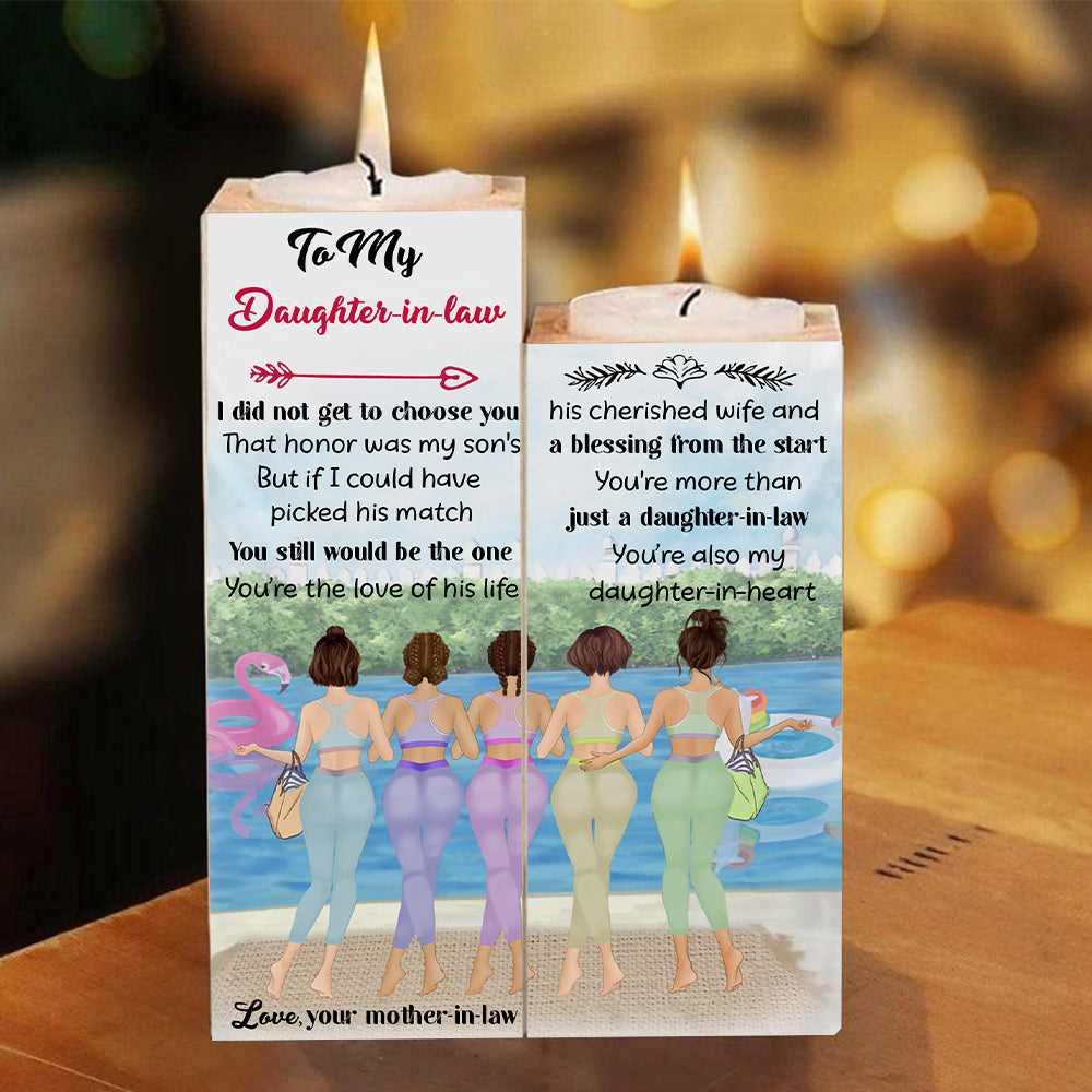 'To My Daughter-in -law' Wooden Candle Holder