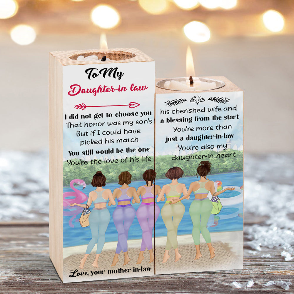 'To My Daughter-in -law' Wooden Candle Holder