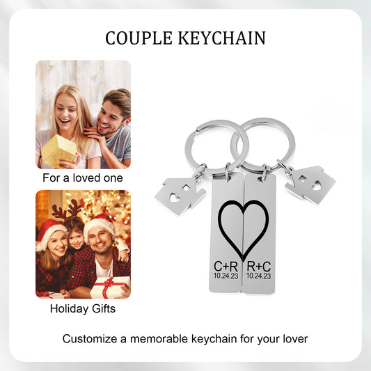 Custom Stainless Steel Couple Keychain