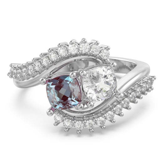 Custom 3D Jewelry Alexandrite and Moissanite Ring